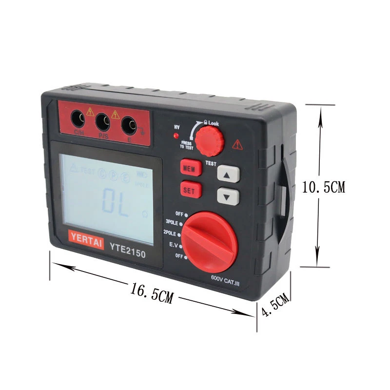 East Tester YTE21 Digital LCD Insulation Resistance Tester with IP67 Protection Earth Resistance Tester