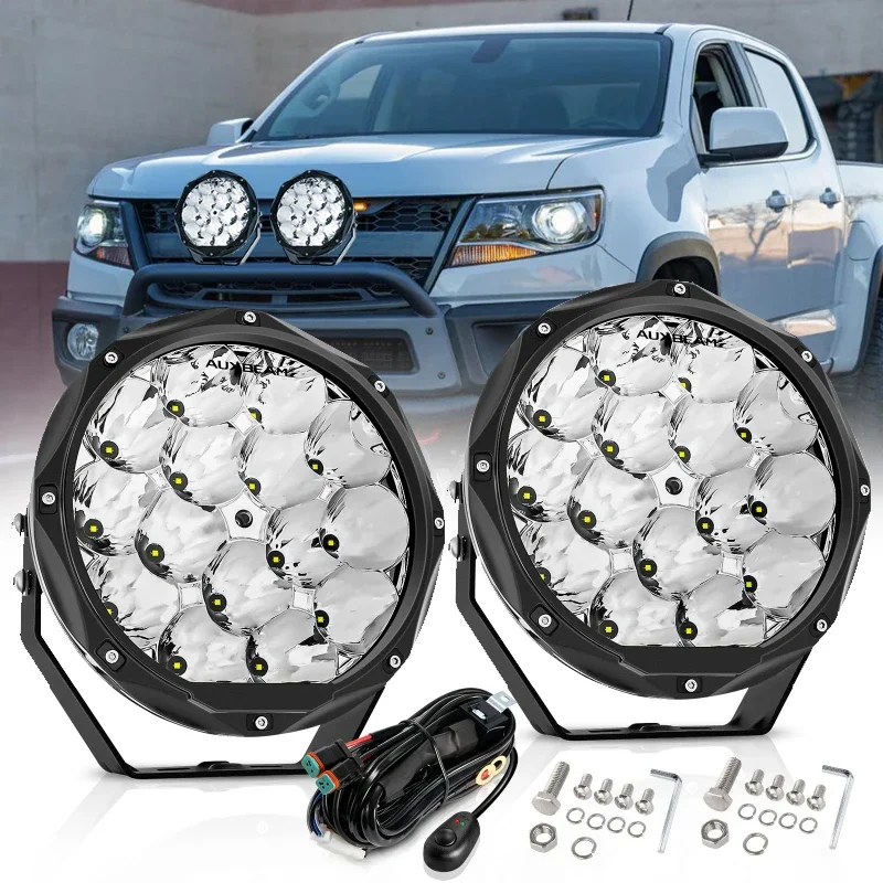 AUXBEAM 2pcs 8.5 Inch 150W Round Spot Beam LED Driving Light for Truck Pickup Offroad