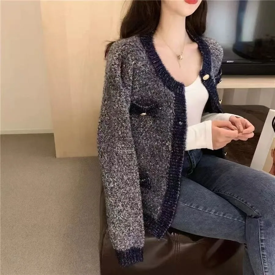 Spring and Autumn New Fragrant Knitted Cardigan Stacked with Ethnic Style Small and Unique Sweet Spicy Meat Covering Commuting