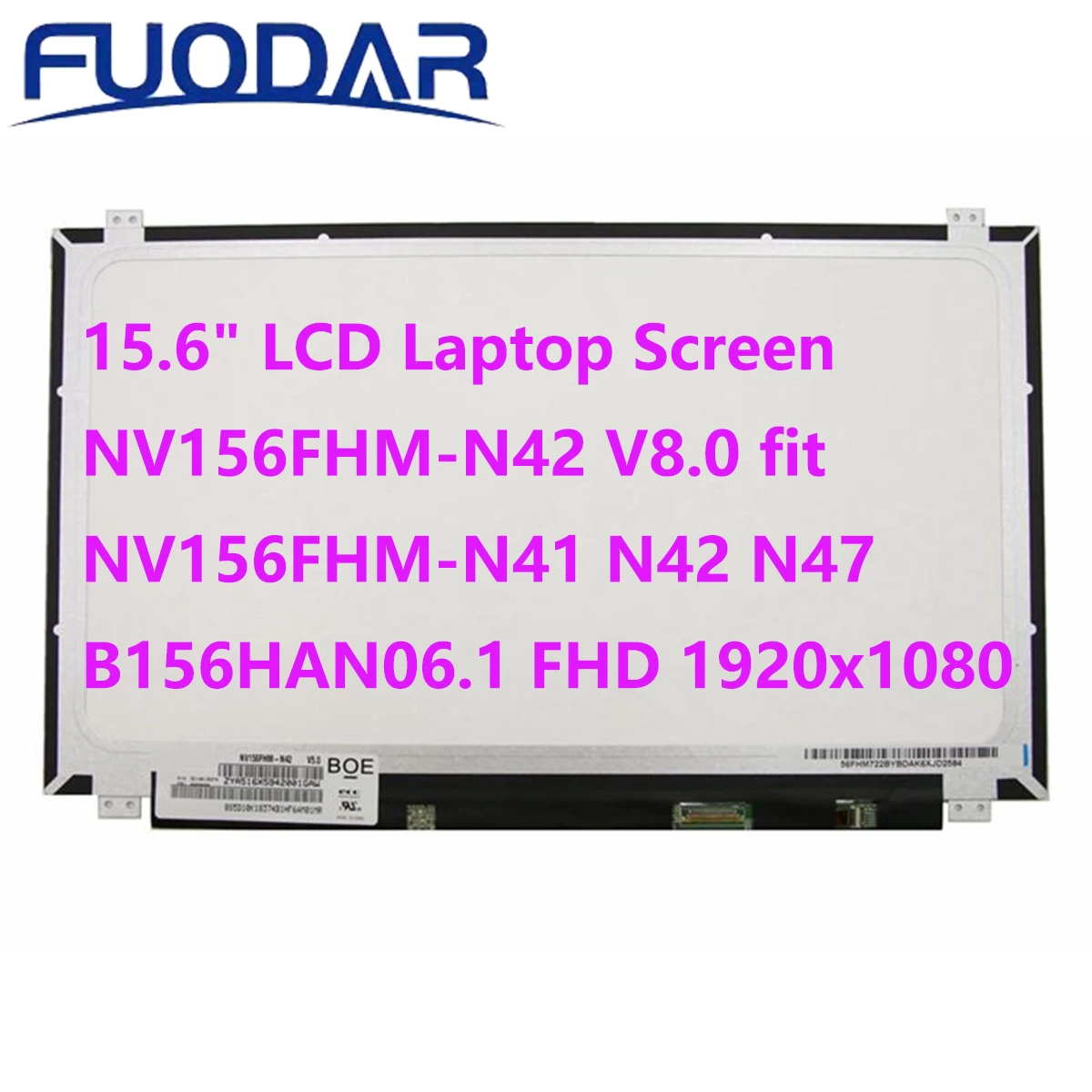 

15.6" LCD Laptop Screen NV156FHM-N42 V8.0 fit NV156FHM-N41 N42 N47 B156HAN06.1 FHD 1920x1080 LED Display IPS Panel 30Pin eDP