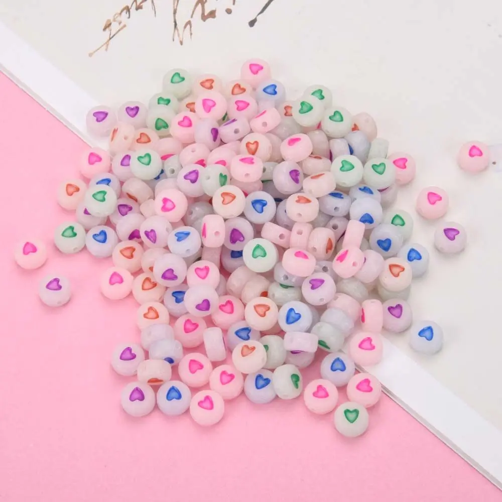 الاكريليك 100 قطعة سوار DIY بها بنفسك صنع المجوهرات أرقام الرسالة القلب الاكريليك الخرز فضفاض الخرز مطرز اكسسوارات مضيئة الخرز