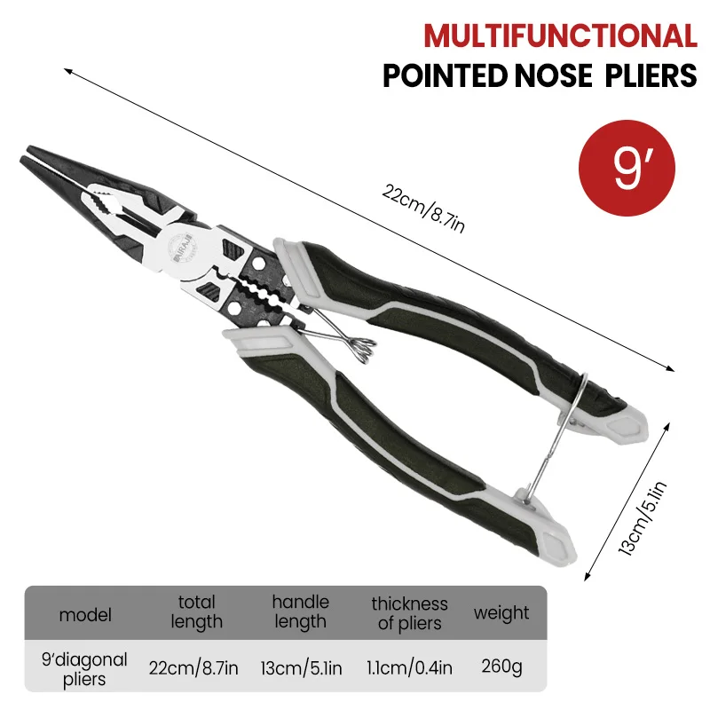 AIRAJ Multifunctional Universal Diagonal Pliers Hardware Wire Cutters Professional Electrician Anti Slip Durable Repair Tools