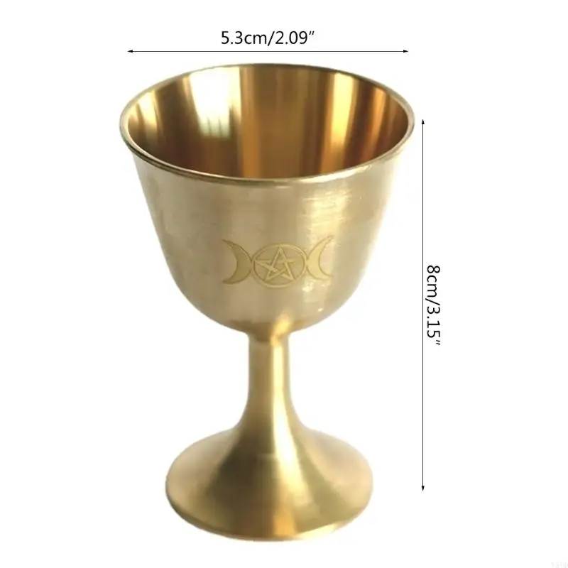 Y51D Ritual Cup Ołtarz Ołtarz WICCA Gold Pating Ceremonia Mosiężna ceremonia Księżycowa Propur