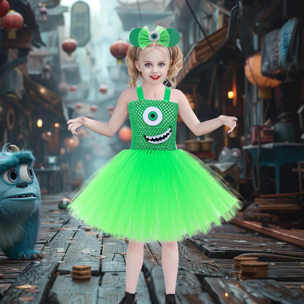 Cartoon Monster Girls Cosplay Costume Kids Party Dresses Children Halloween Costume Tulle Dress Carnival Role Play Fancy Dress