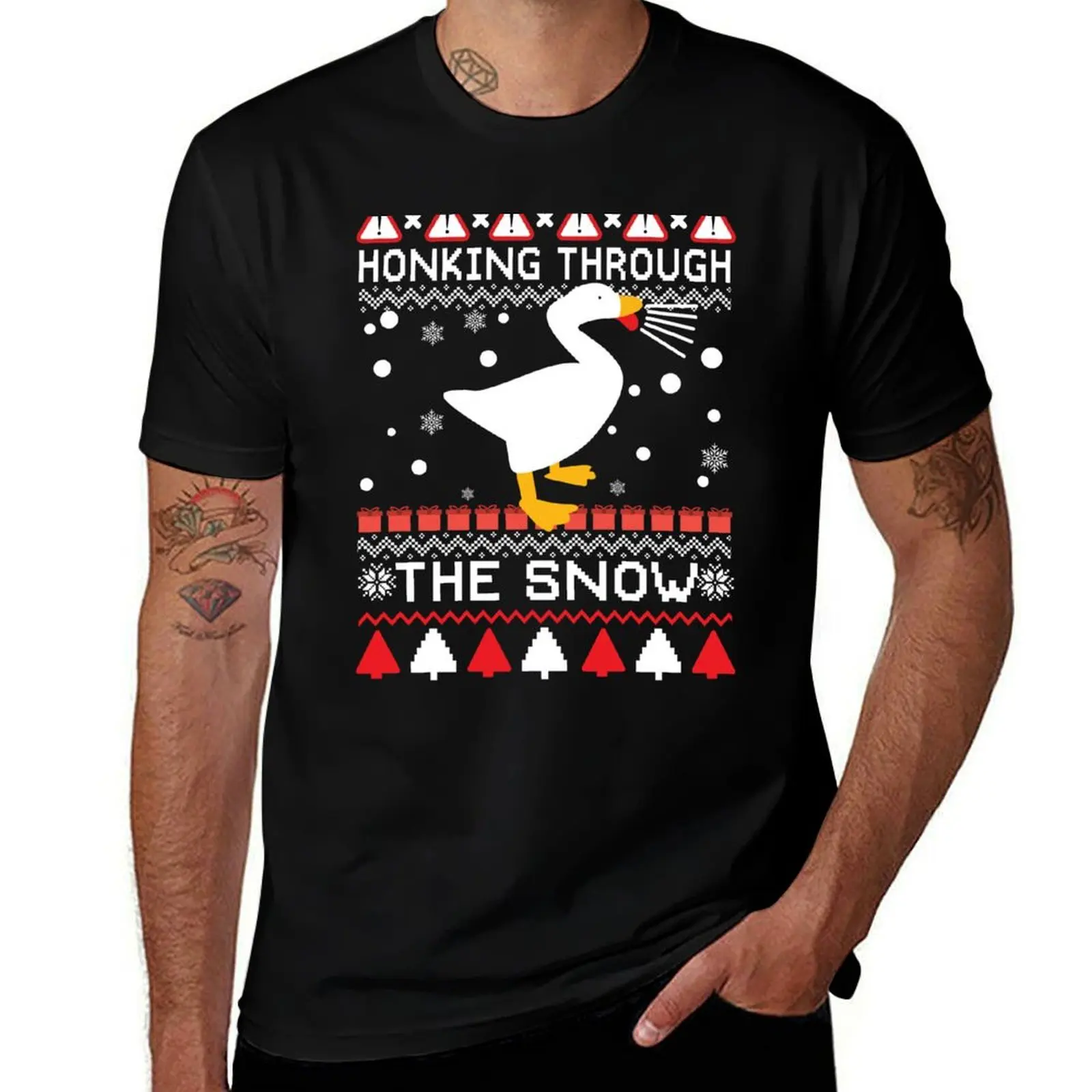 Honking Through The Snow Christmas T-Shirt Plus Size Outdoor Casual Top T-Shirt