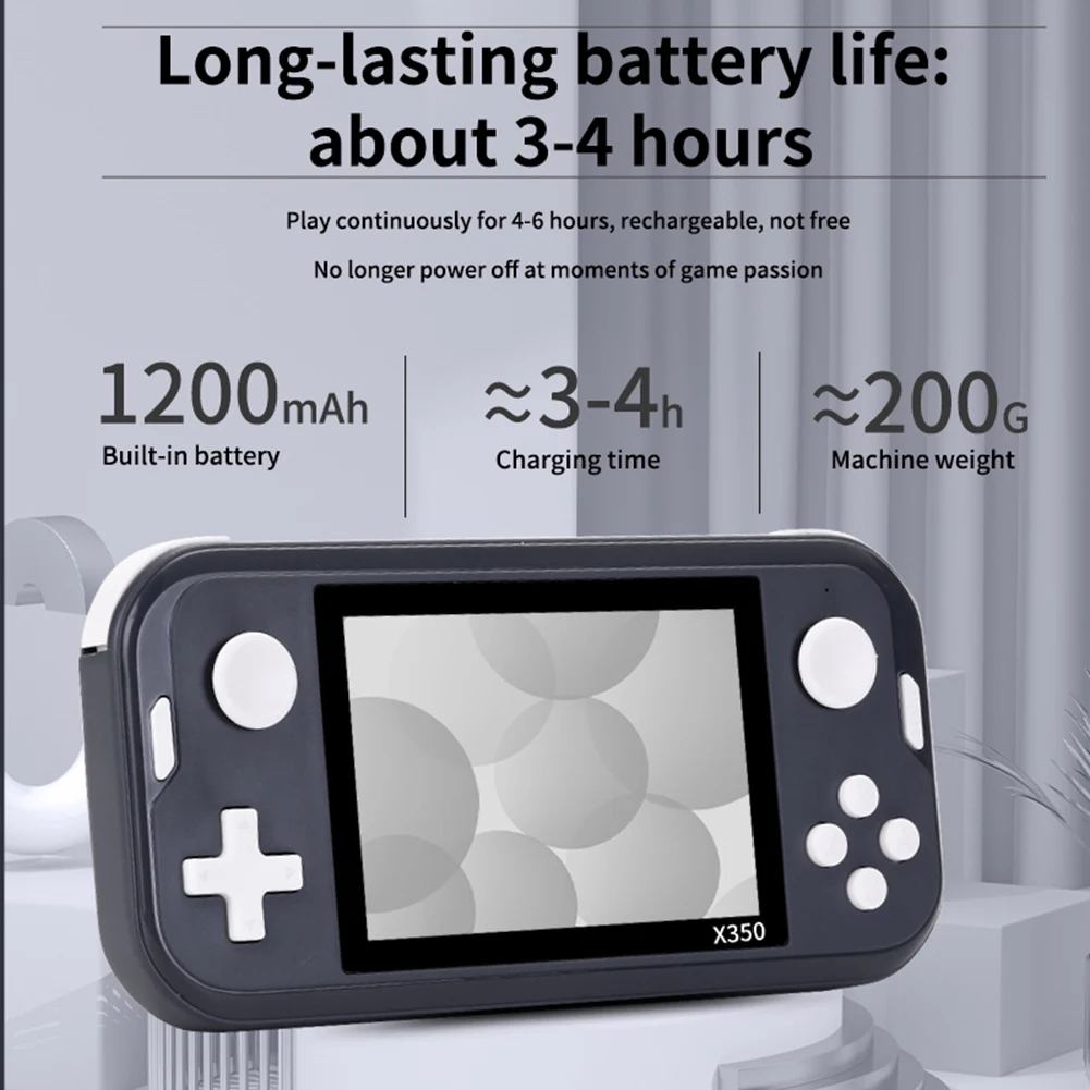 X350 3.5 inch Video Game Console IPS HD Screen 8G Built-in 6800+ Games Handheld Game Player Console for GBA/MD/FC 10 Emulator