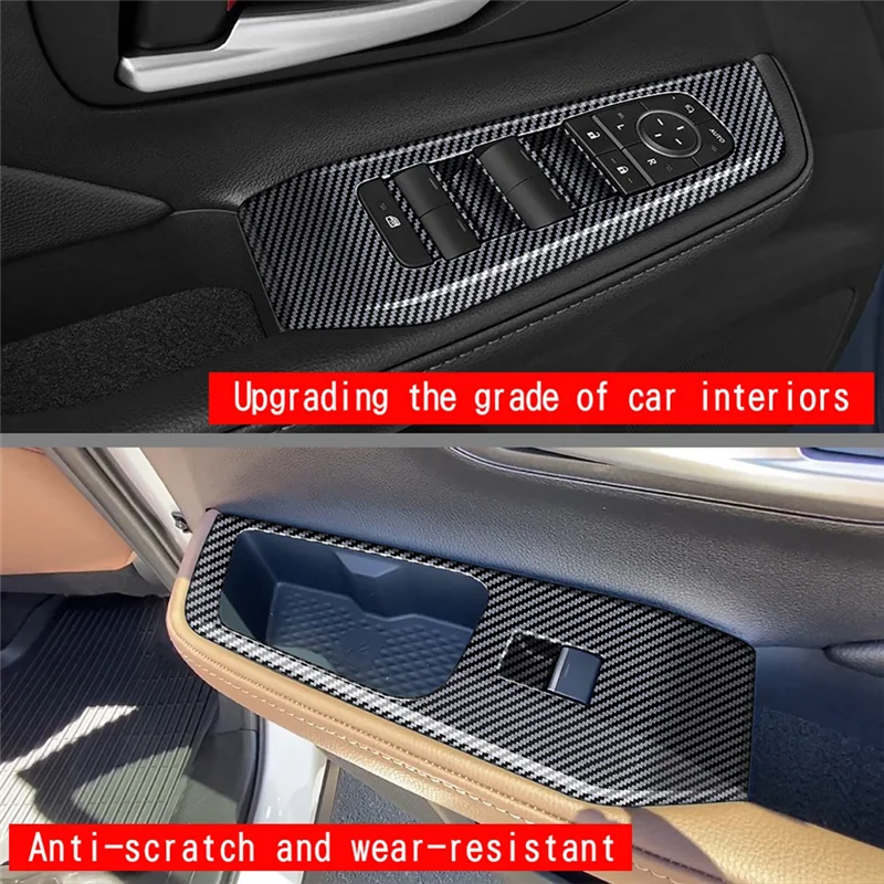 

Car Window Switch Lift Panel Door Armrests Panel Carbon Fiber Tirm For Toyota Grand Highlander 2024