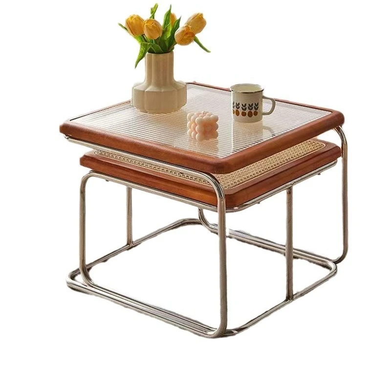 

Medieval coffee table living room household small apartment tea table combination light luxury