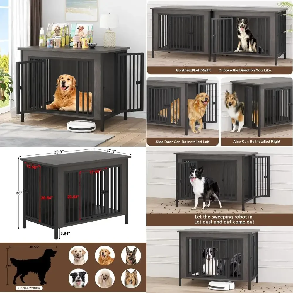 

Большой деревянный ящик для собак XL для средних и больших пород - жевательная питомник в помещении с двойными дверцами