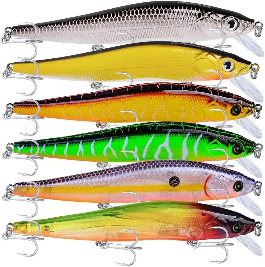 Minnow Bass Fishing Lures - Jerkbait Sinking Lure Set Hard Baits Crankbait for Trout Catfish Musky Bluegill Fishing Plug