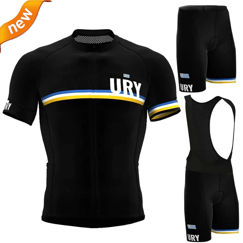 2023 New Uruguay National Mens Cycling Jersey Set Summer Bicycle Clothing Road Bike Shirts Suit Bicycle Bib Shorts MTB Ropa