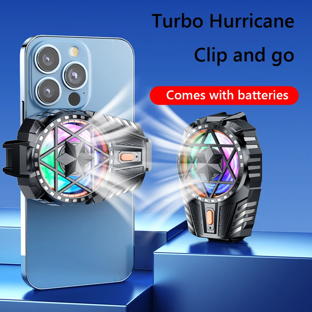Radiador de teléfono móvil con luz RGB, Enfriador de juegos para teléfono móvil, ventilador de refrigeración recargable a presión para juegos móviles Vlog al aire libre