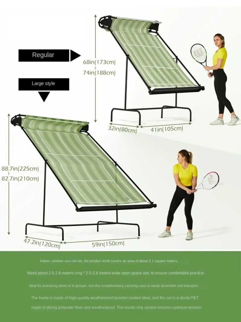 Professional steel tennis training rebound net with removable rebound wall for serve training, indoor/outdoor use