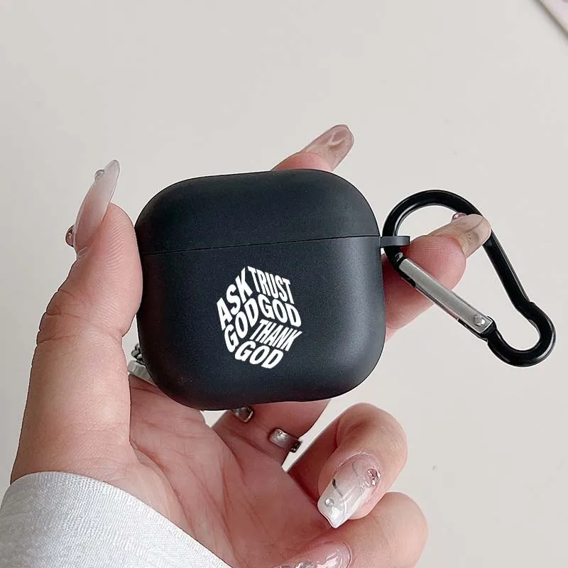 Casing Kutipan Religius Yesus Kristen untuk AirPods 1/2 3 4 Pro 2 dan Casing Pro Earphone Sampul Hitam Hadiah Kristen untuk Wanita Pria
