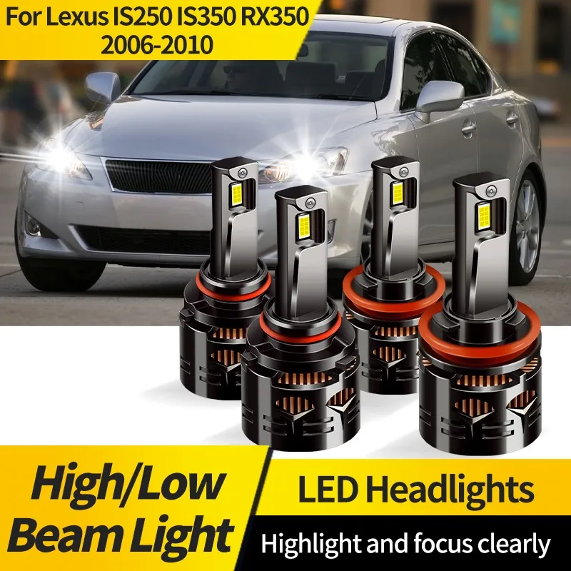 

2PCS 9005 HB3 LED Headlight Bulbs 6000K White H11 LED Hi/Lo Beam Light Halogen Replacement For Lexus IS250 IS350 RX350 2006-2010