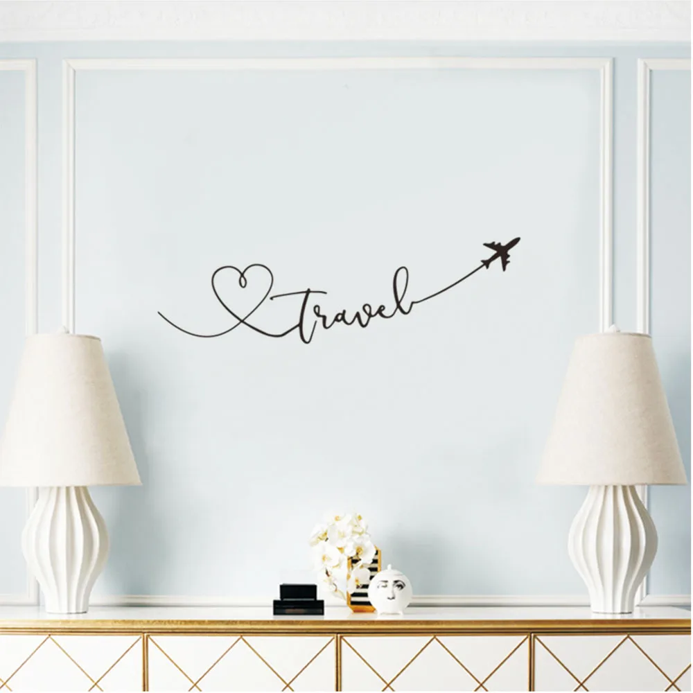 Travel Themed Words Wall Sticker Bedroom Home Decor Children Kids Room Wall Decals Removable PVC Home Decoration Accessories