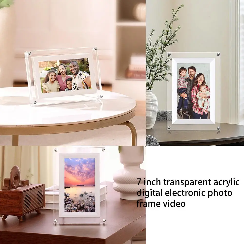 Acrylic Digital Photo Frame 7 Inch 2000mAh Battery Display Digital GB Screen Memory Frame 8/16/64 Vertical Picture IPS B5H1