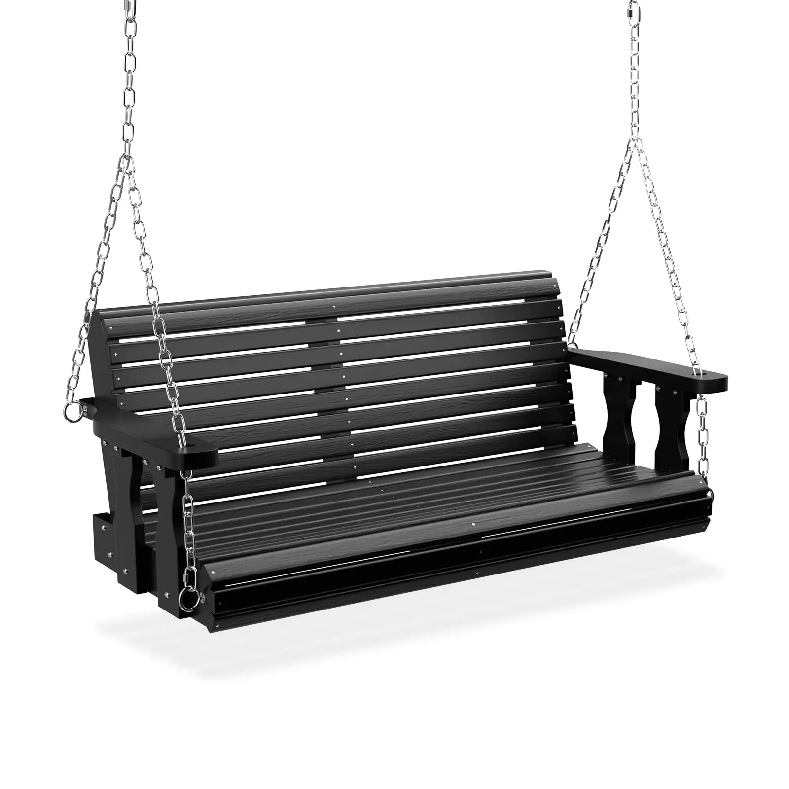 2026 Upgraded 4 FT Wooden Porch Swing, 880 LBS Heavy Duty, Black