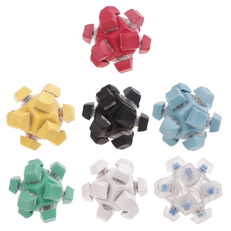 12 Sided RubiksCubes Switches Testing Tool Mechanical Switches Keychain Toy for Keyboard Switches Tester Stress Relief