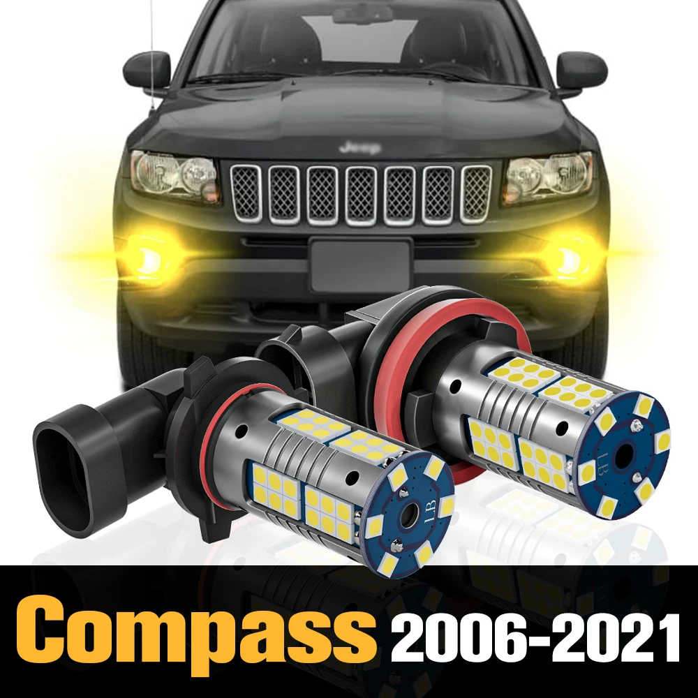 2 Stuks Canbus Led Mistlamp Lamp Accessoires Voor Jeep Compass MK MP 2006-2021 2011 2012 2013 2014 2015 2016 2017 2018 2019 2020