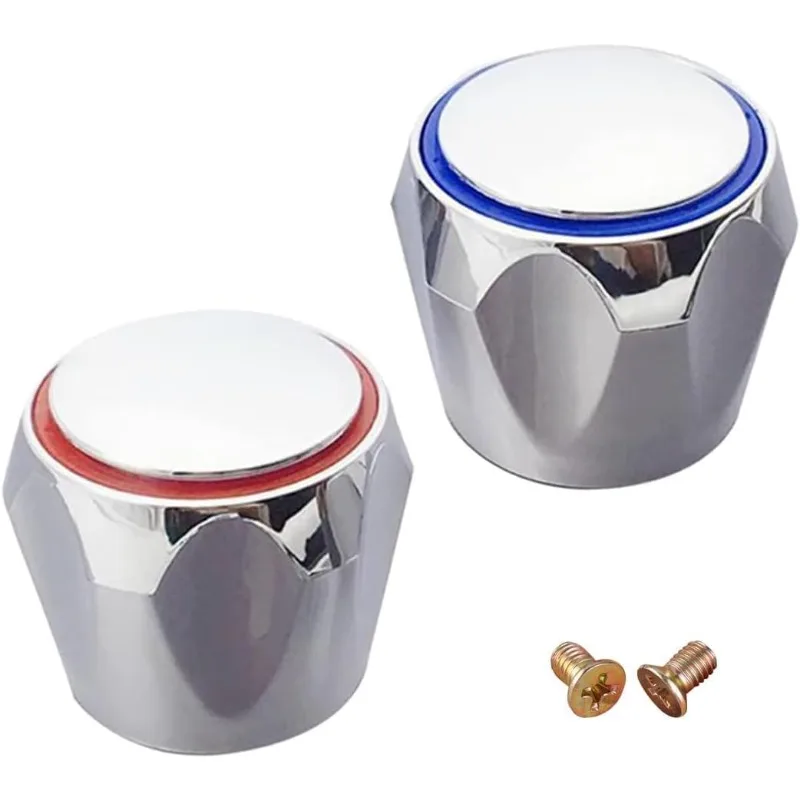 2PCS Hot Cold Faucet Handle Knob Universal Tap Top Head Cover Sink Grips Switch Kitchen Bathroom Faucet Replacement Accessories