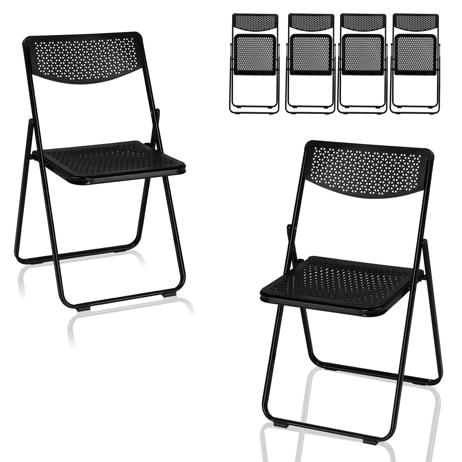 6 Pack Plastic Folding Chairs, Lightweight Stackable Commercial Chairs,Portable Event Seats for Home Party Picnic School Wedding