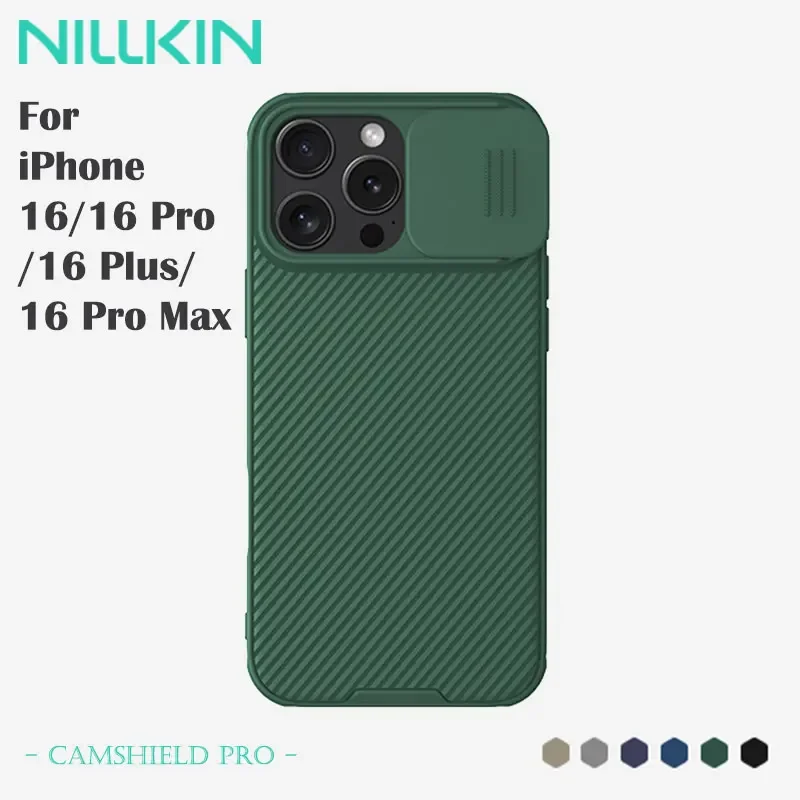 아이폰 16/16 Plus/16 Pro/16 Pro Max용 닐킨 케이스, 슬라이드 카메라, 낙하 방지 에어백 보호, PC+TPU 커버, 풀 커버