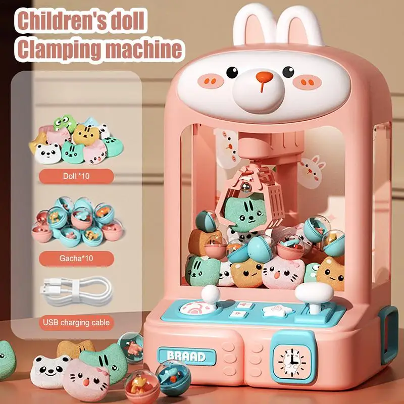 Kids Claw Machine Kids Vending Machines Arcade Game Toys With Music Cute Arcade Claw Machine With 10 Plush Toys Vending Machines