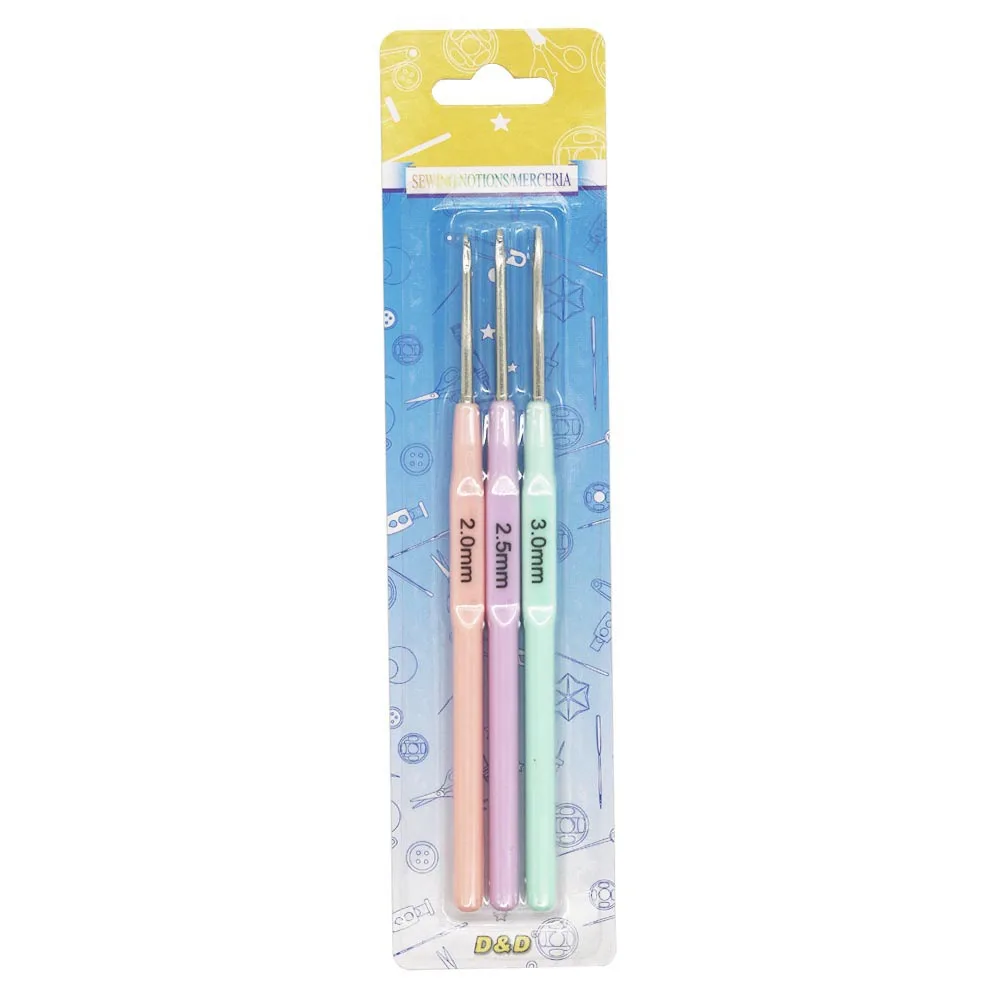 3Pcs/Set 2.0/2.5/3.0mm Crochet Hooks Plastic Handle Knitting Needle for Yarn DIY Craft Nice Gift Women Knitting Tools