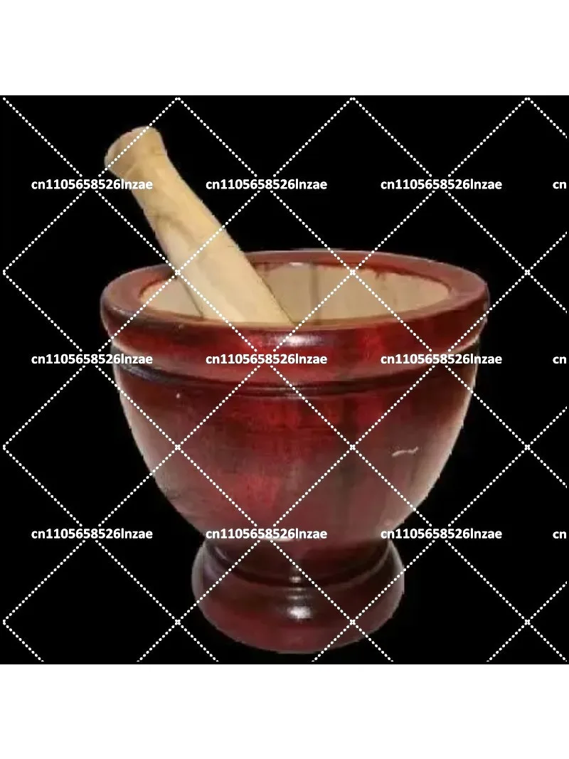 Juego de Mortero y Pilón de Madera Maciza para Ajo, Hierbas y Especias. Molinillo de Madera Redondo Estilo Tailandés, Resistente, para Uso Doméstico y Comercial