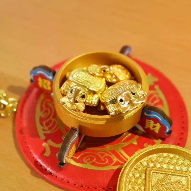 Chinese Feng Shui Lucky Golden Steamer Turtle Bun Ornament for Desktop Office Home Decor New Year Blessing Gift