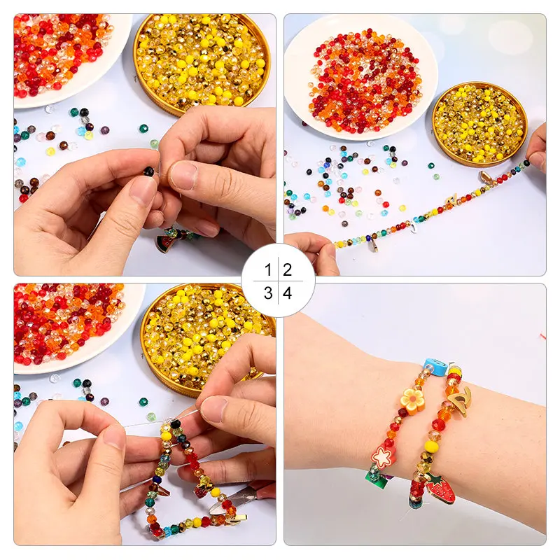 3*4 มม.4*6 มม.Rondelle ลูกปัดแก้วหลวม Spacer คริสตัลรอบลูกปัดสําหรับเครื่องประดับ DIY สร้อยคอสร้อยข้อมืออุปกรณ์เสริม