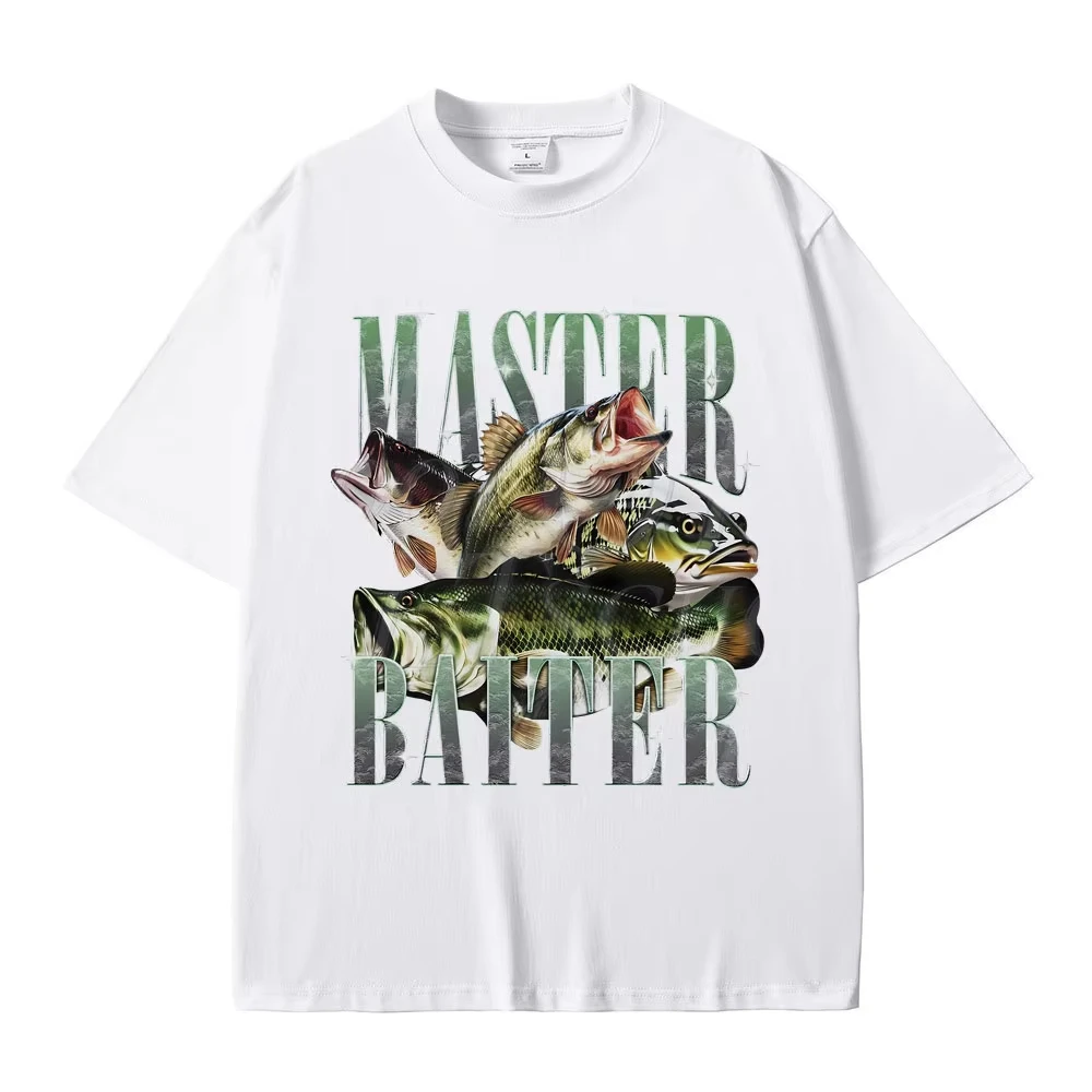 Master Baiter Bass Fishing Fisher Lustige Meme Grafik T-Shirts Herren Casual Baumwoll-T-Shirt Kurzarm Vintage Sommer Pop T-Shirts – Detail 4