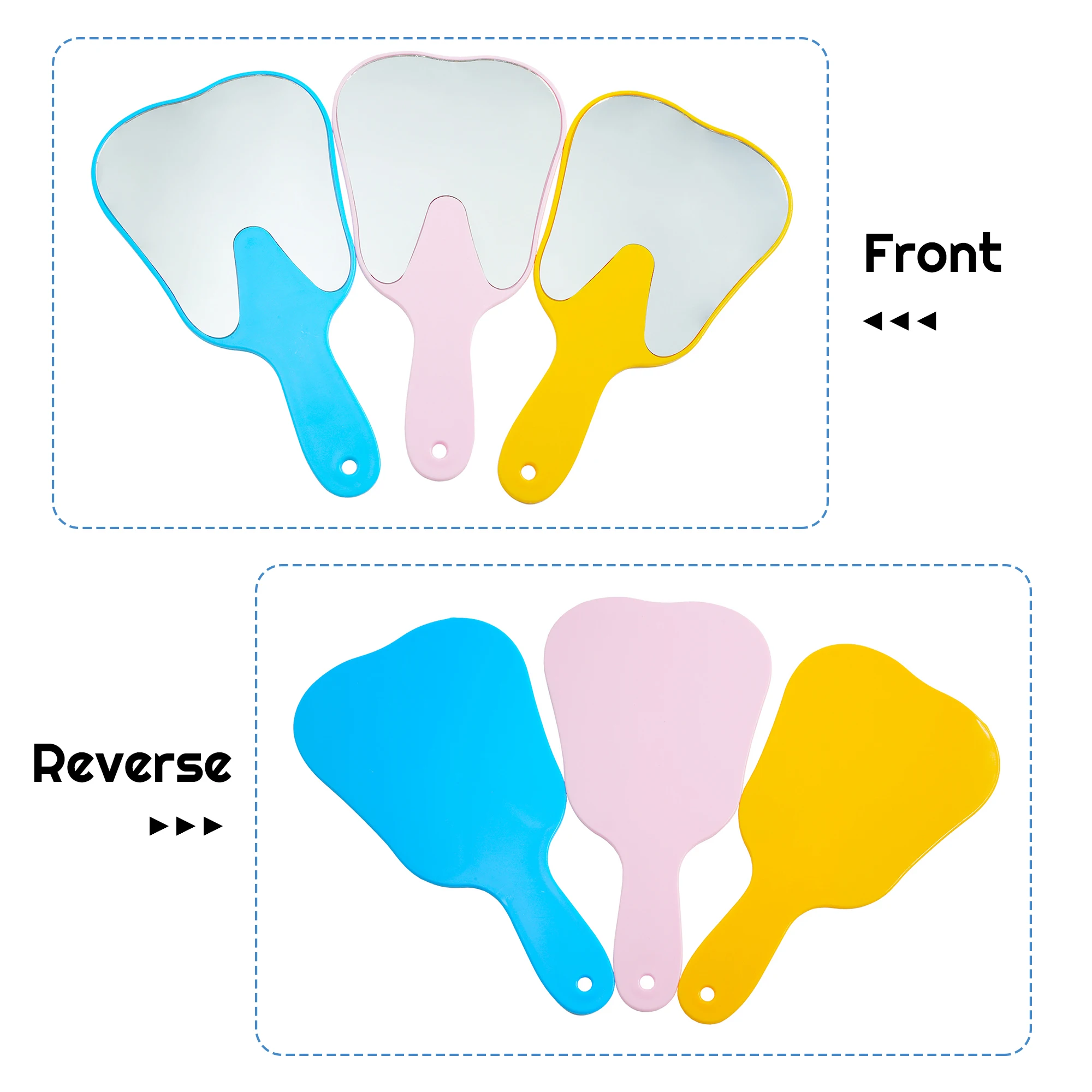 Espejo Dental con mango colorido, herramienta irrompible para dientes y boca, espejo de mano para paciente, herramientas de dentista, 1 ud.