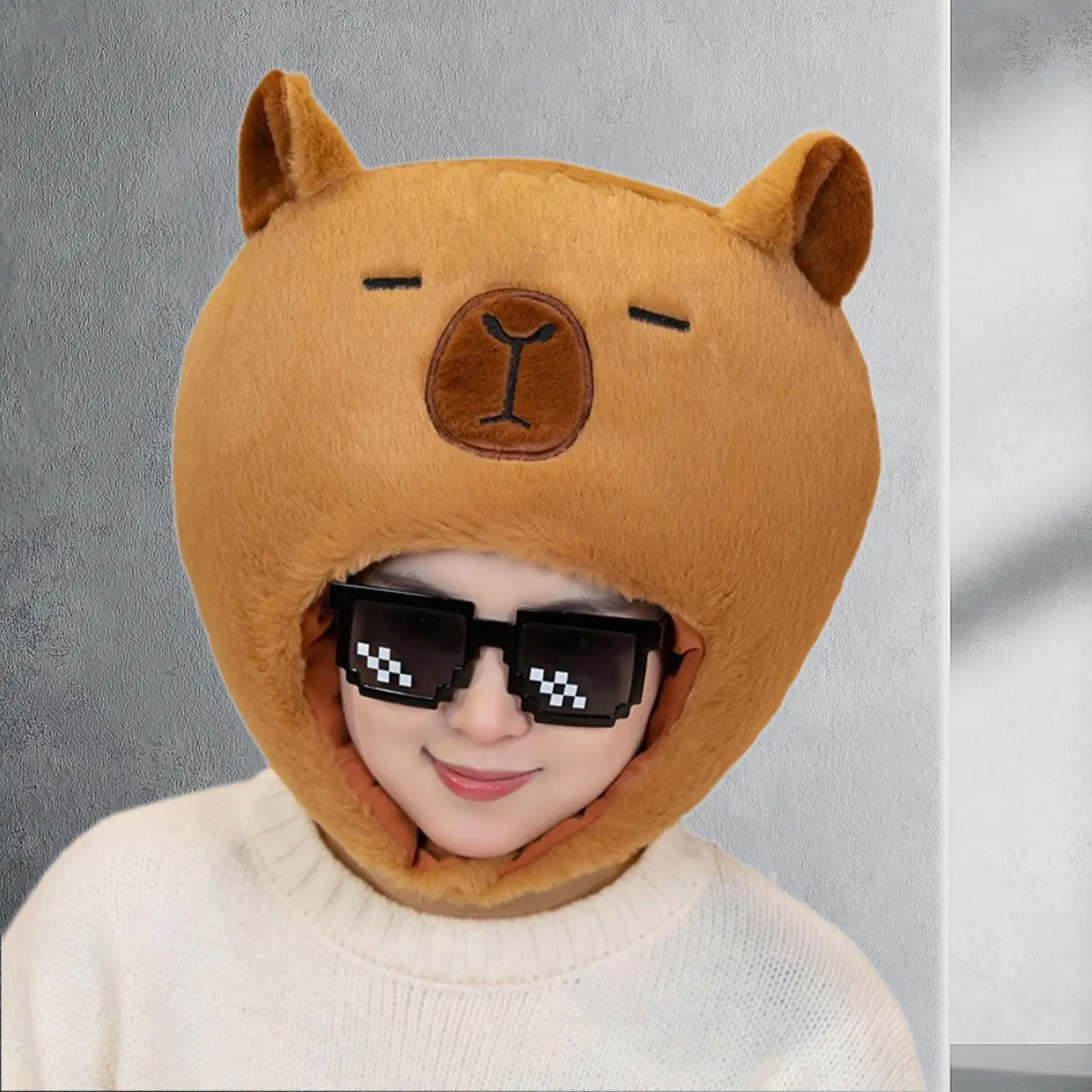 قبعة كابيبارا الإبداعية اللطيفة هدية قبعة السيلفي ديكور مضحك صور الدعامة زي قبعة لعطلة كرنفال فستان أداء الحفلات