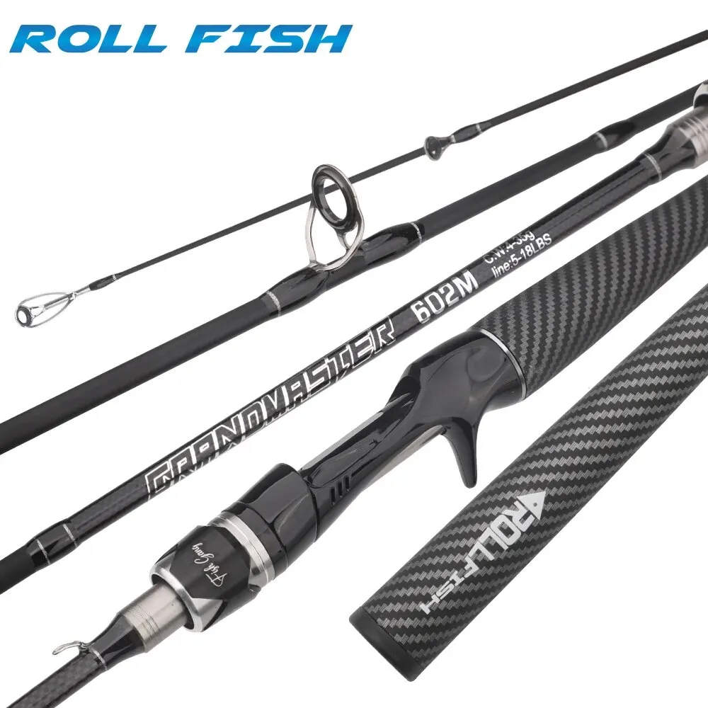 ROLLFISH Power M Spinning Casting Fishing Rods Freshwater Saltwater Carbon Lure Fishing Rod Bass Fishing Fast Action 1.8-2.7M