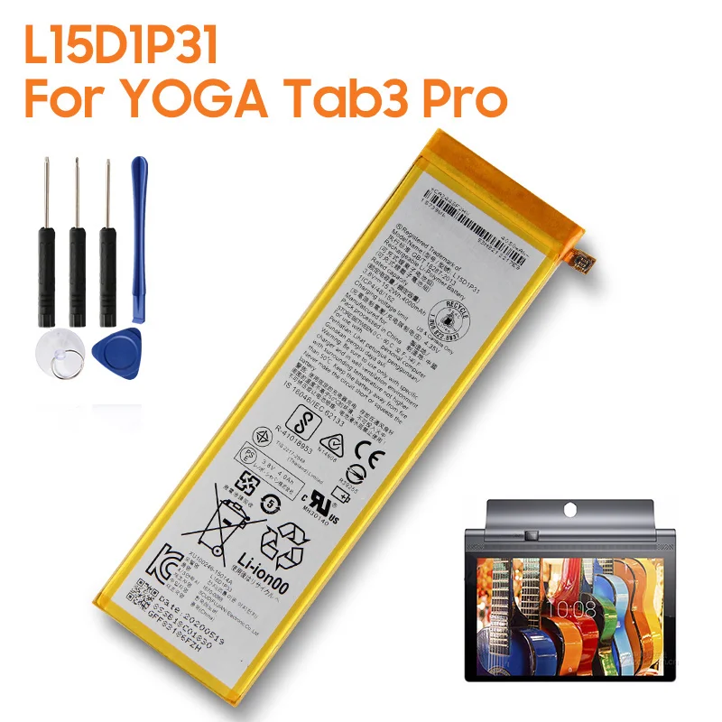 Replacement Battery L15D1P31 For Lenovo YOGA Tab3 Pro X5-Z8550 X5-Z8500 Rechargeable Battery 4000mAh