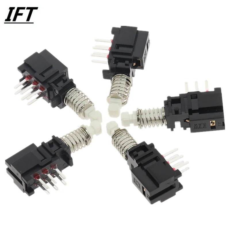10Pcs Uni-directional Push-button Switch A11 with Lock Double Row 6 Feet Key-press Self Locking Black with Spring Power Switch