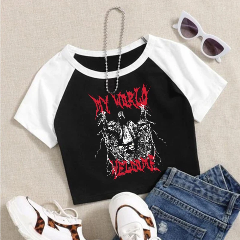 

Американская винтажная эстетичная женская футболка в стиле Харадзюку, готический креативный топ с принтом комиксов, мягкая модная футболка с круглым вырезом и коротким рукавом