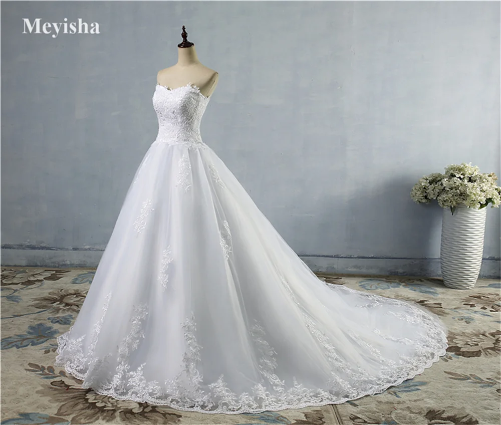 ZJ9059 Bridal Dress With Big Train Gown Plus Size 2-26W White Ivory 2025 New Lace Bottom Wedding Dresses