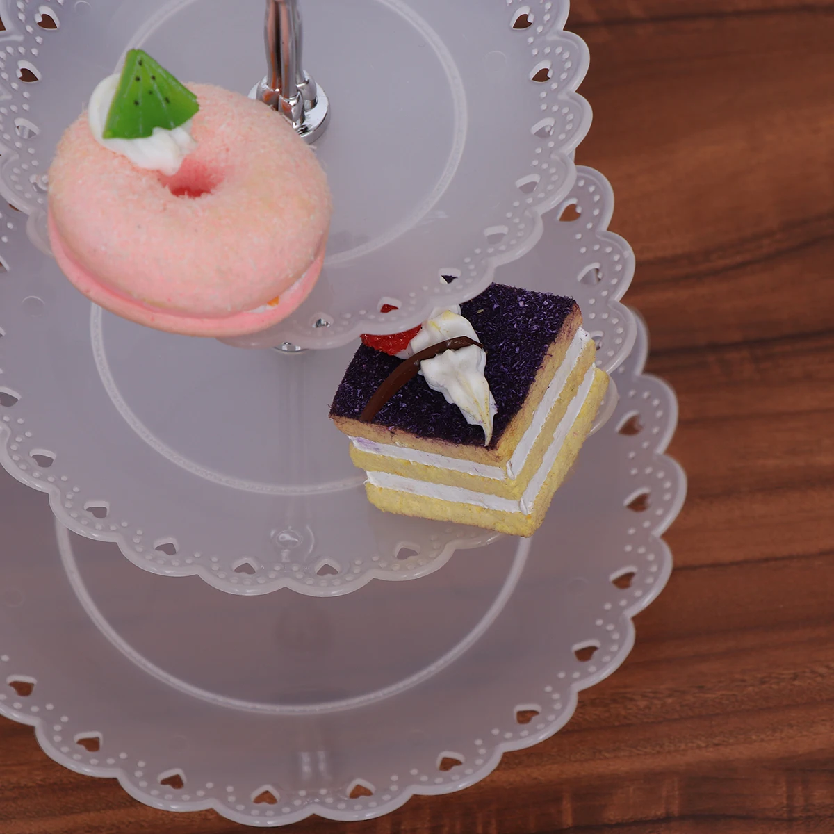 

Three Tier Dessert Display Cake Display Shelf Tiers Party Platter Large Capacity PP Material Wedding Birthday