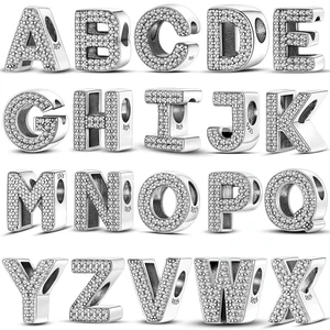 Original Silber Farbe Fit Pandora 925 Original Bracele Silber Klassiker 26 Buchstaben Perlen Charme Diy Frauen Schmuck Pendan 8 Hauptverkaufskonten Brief an Pandora - №2