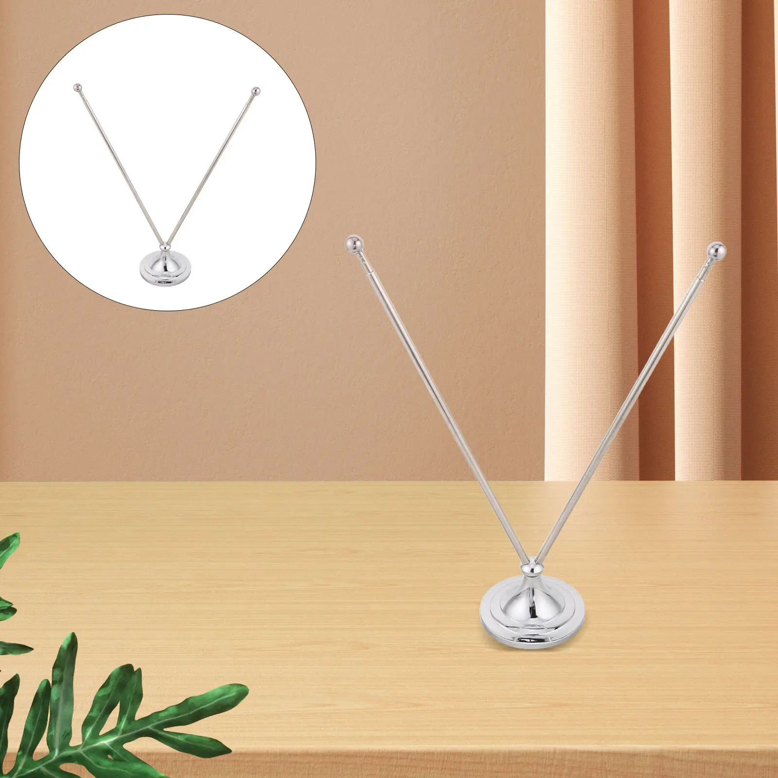 Telescoping Flag Stand V-Shaped Desk Holder Stainless Steel Adjustable Height Office Meeting Room Desktop Flagpole Display Stand