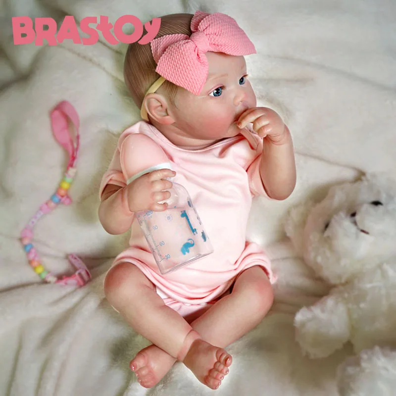 BRASTOY Reborn Reborn Baby Doll Painted Realistic 48cm Girl Cute Silicone Body, Shipped from Brazil