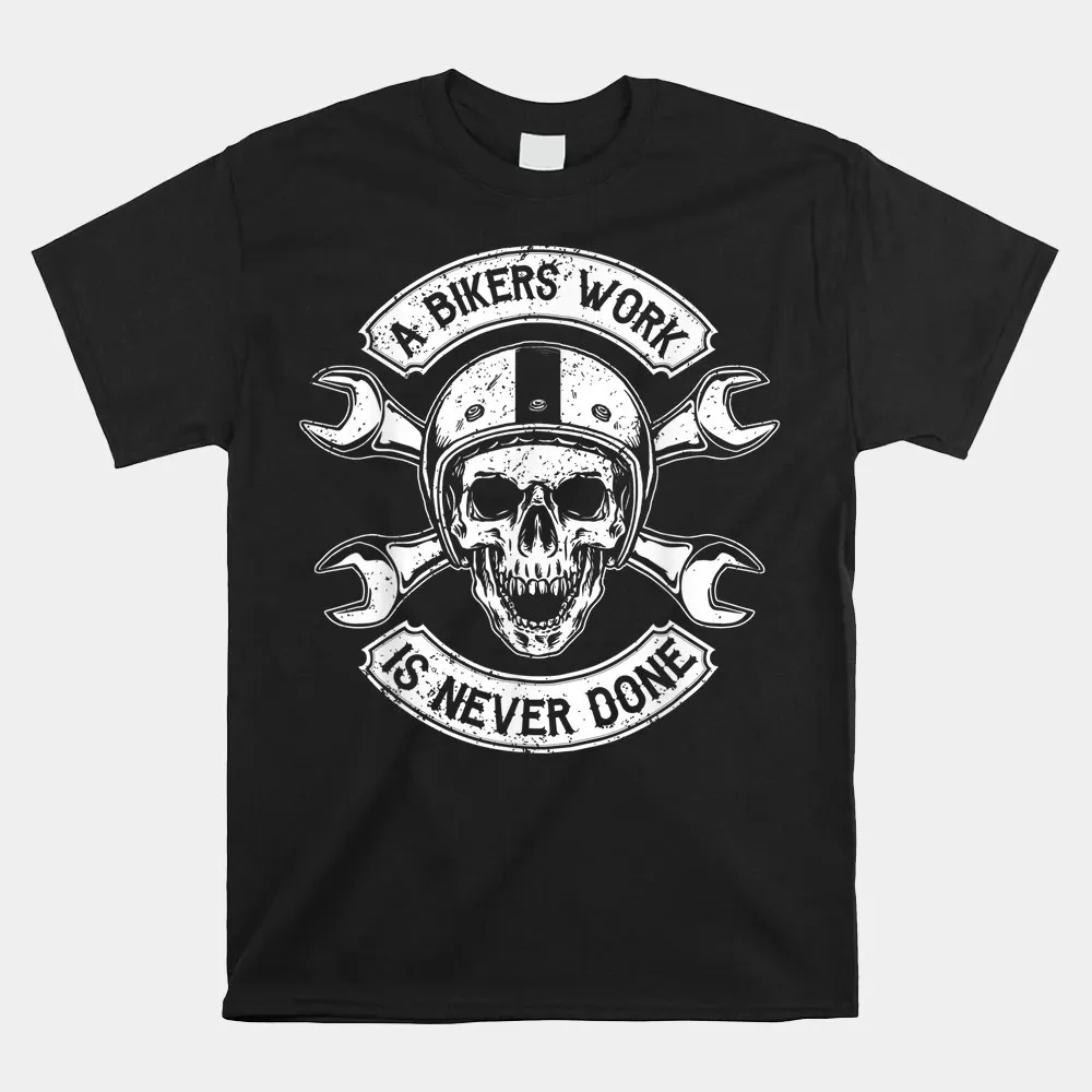 Haunt Reaper Men T Shirt A Bikers Work Is Never Done Shirt Graphic Tees For Men Tops Fashion Streetwear