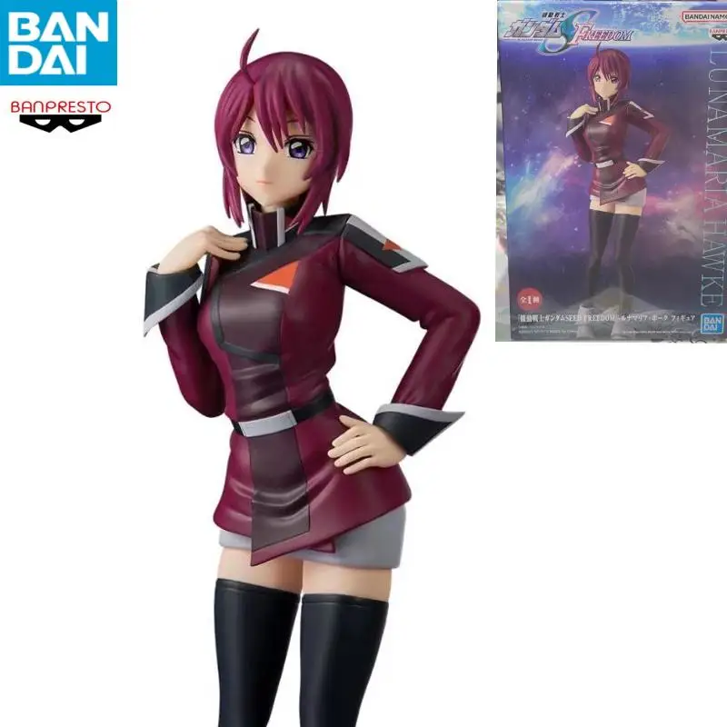 Bandai Namco Banpresto traje móvil Gundam Seed Freedom Lunamaria Hawke PVC alrededor de 19Cm figura modelo coleccionista estatuilla juguetes regalo