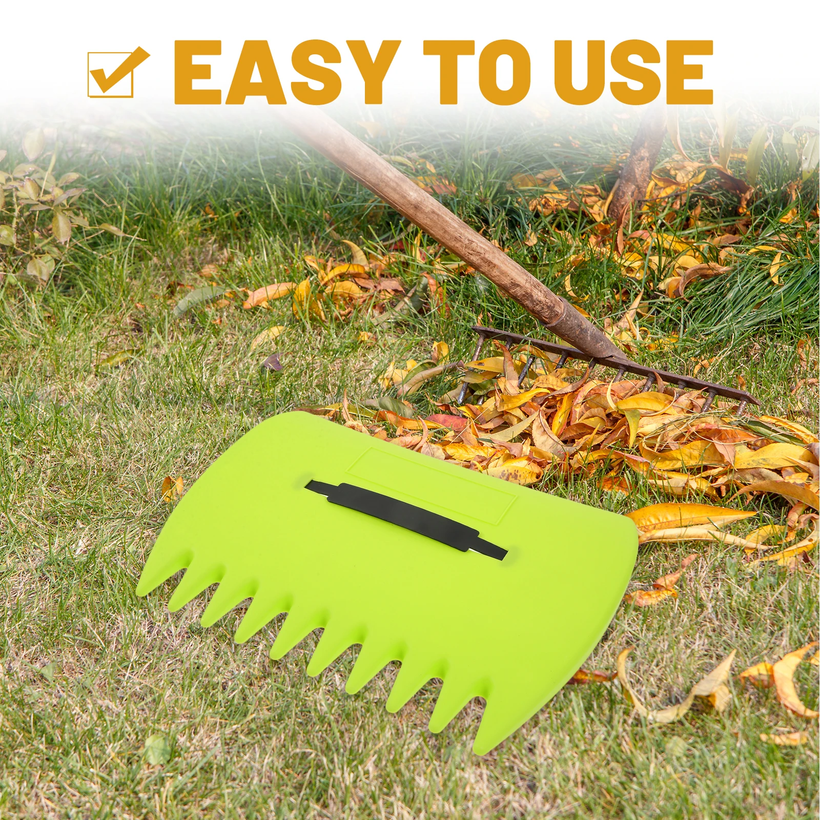 1pc Leaf Steel Tool Garden Cleaning Yard Weed Removal Durable Metal Rake For Outdoor Rake Tool Farm Home Use Green