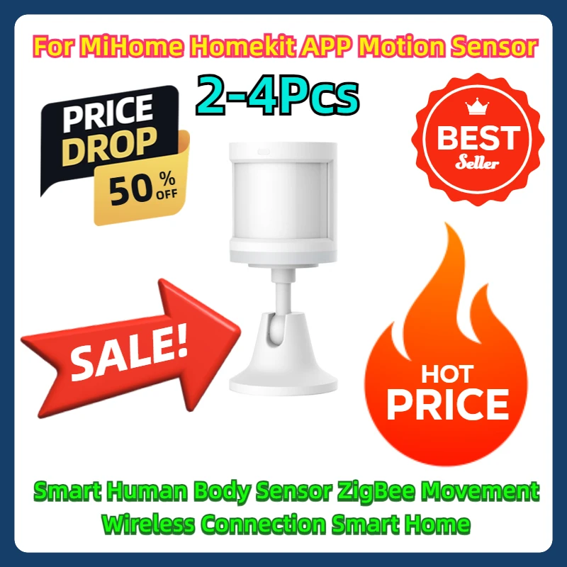 2-4Pcs For MiHome Homekit APP Motion Sensor Smart Human Body Sensor ZigBee Movement Wireless Connection Smart Home