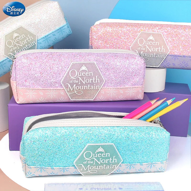 New Disney Frozen Pen Bag Large-capacity Student Simple High-value Cute Bag Girl Heart Storage Bag Pen Box School Supplies Gift