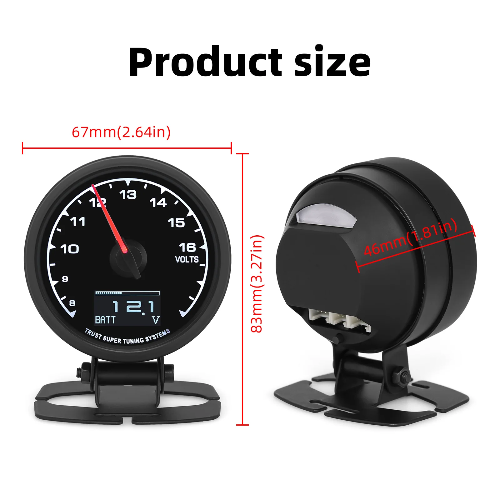 8~18V Voltage 2.5inch 62mm Voltmeter with Bracket Holder 7 Color Backlight VOLT Meter for Gasoline Engine Auto Car 12V